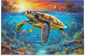 Sea Turtle Tropical Fish Jigsaw Puzzles 500 Pieces Toy Games Educational Gift Home Decor for Adults Kids A110088