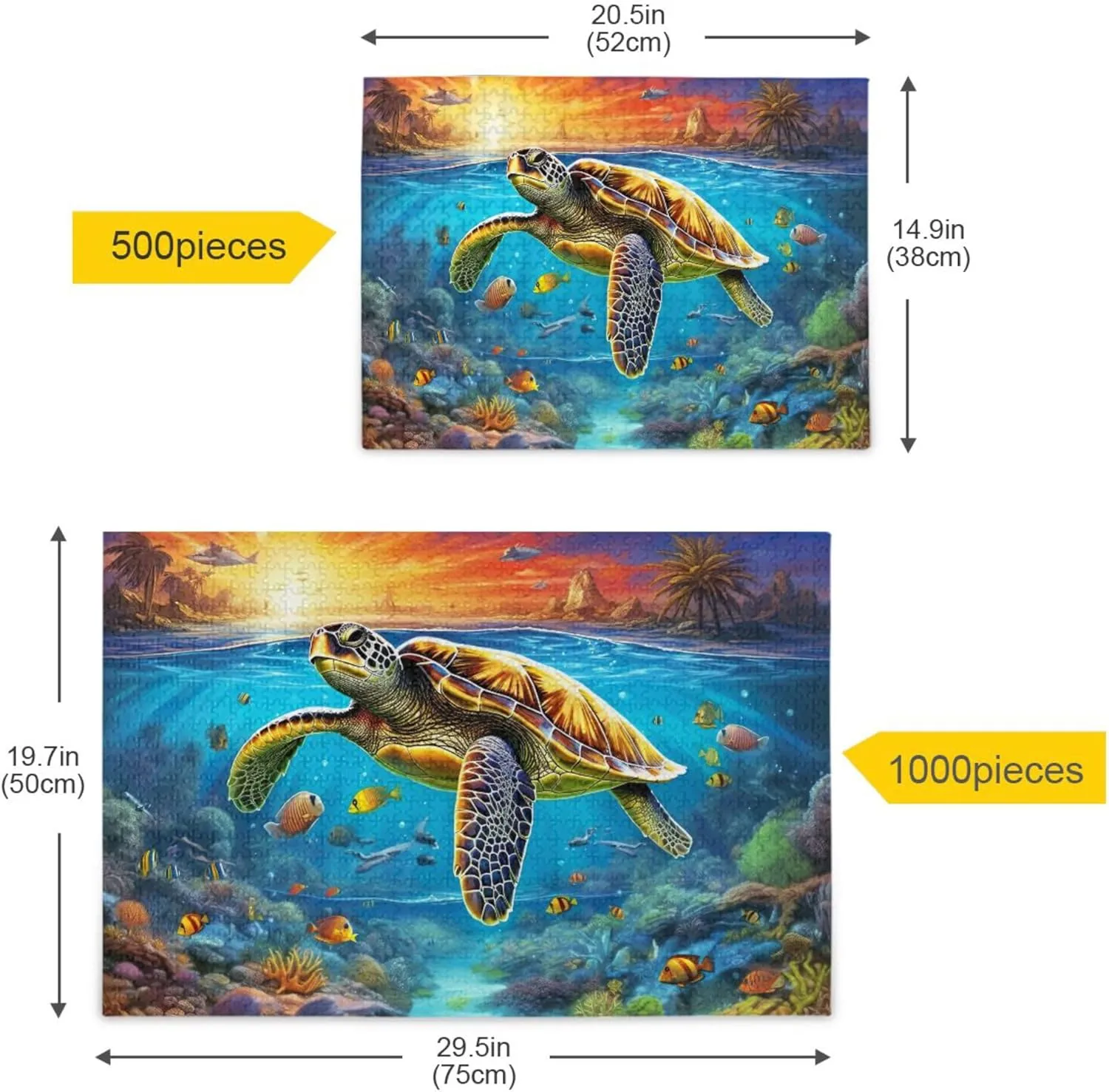 Sea Turtle Tropical Fish Jigsaw Puzzles 500 Pieces Toy Games Educational Gift Home Decor for Adults Kids A110088