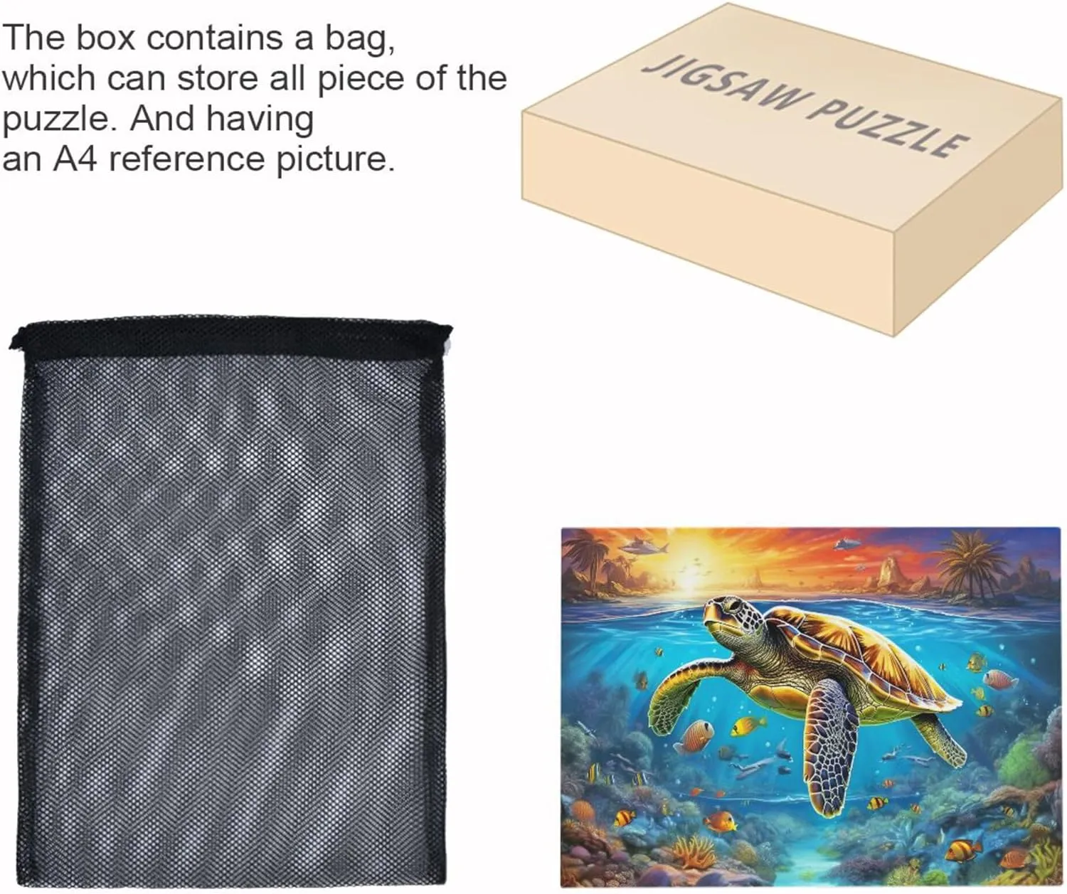 Sea Turtle Tropical Fish Jigsaw Puzzles 500 Pieces Toy Games Educational Gift Home Decor for Adults Kids A110088
