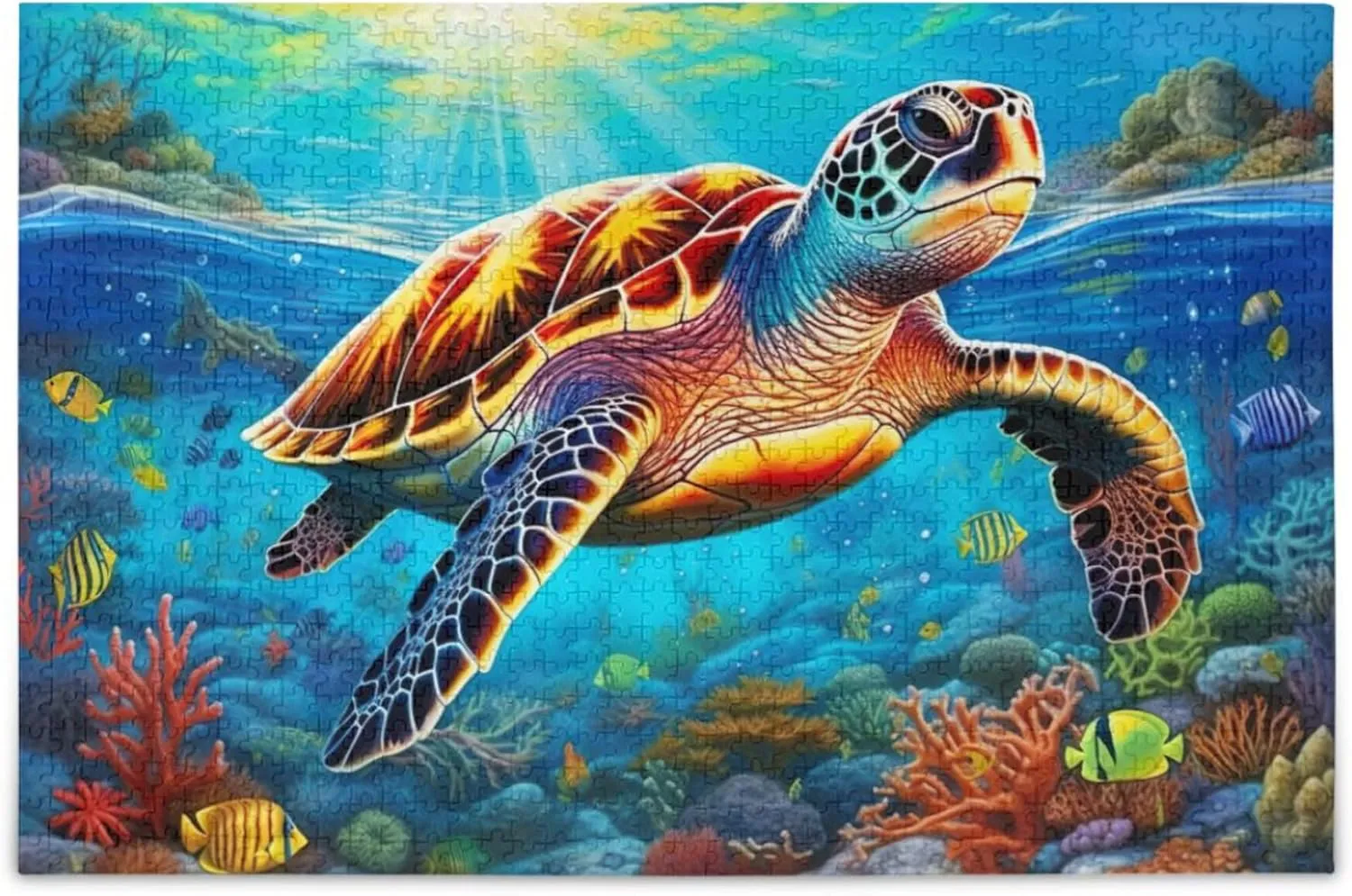 Sea Turtle Tropical Fish Jigsaw Puzzles 500 Pieces Toy Games Educational Gift Home Decor for Adults Kids A110092