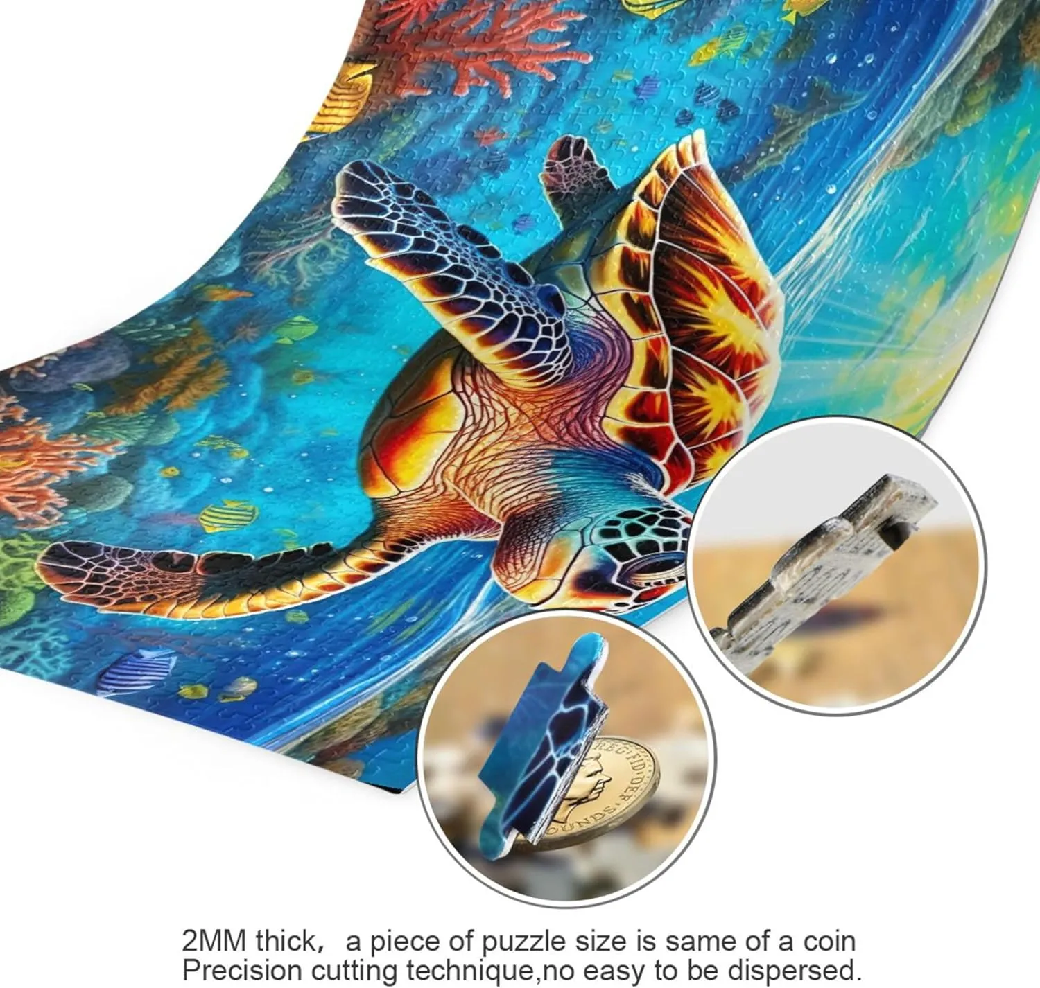 Sea Turtle Tropical Fish Jigsaw Puzzles 500 Pieces Toy Games Educational Gift Home Decor for Adults Kids A110092