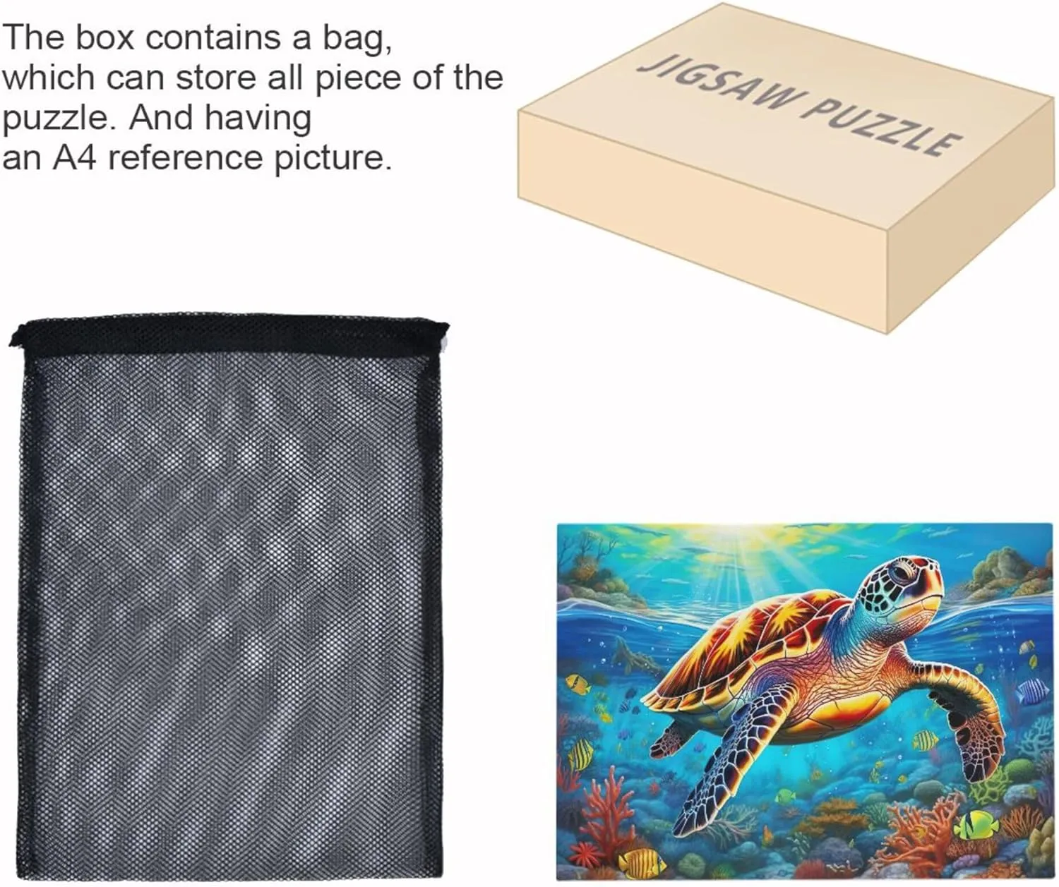 Sea Turtle Tropical Fish Jigsaw Puzzles 500 Pieces Toy Games Educational Gift Home Decor for Adults Kids A110092