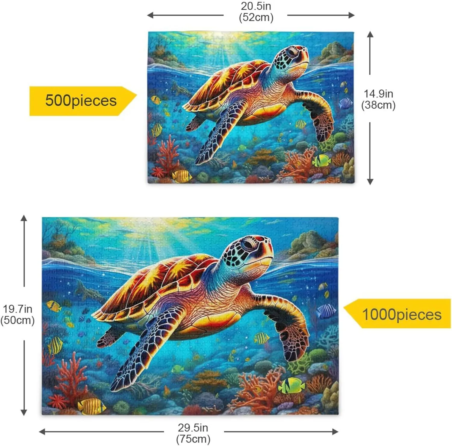 Sea Turtle Tropical Fish Jigsaw Puzzles 500 Pieces Toy Games Educational Gift Home Decor for Adults Kids A110092