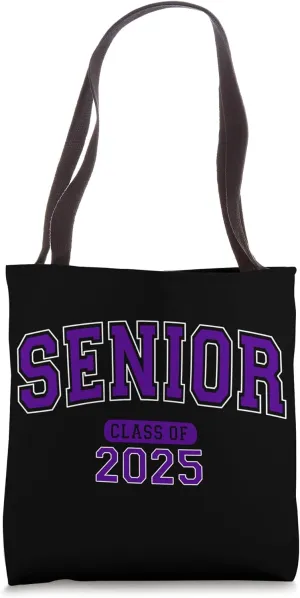 Senior Class of 2025 Graduation Arched Purple Letters Tote Bag