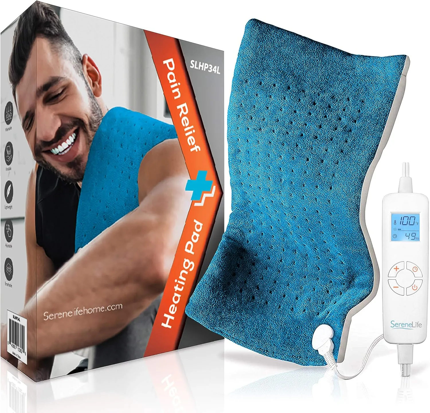 SereneLife Full Body Electric Heating Pad - 150° F Washable Large Warming Blanket Heat Pack Therapy Pad w/ Auto Shut Off for Back Neck Shoulder Foot Leg Muscle Pain Menstrual Period Cramps - SLHP34L.7