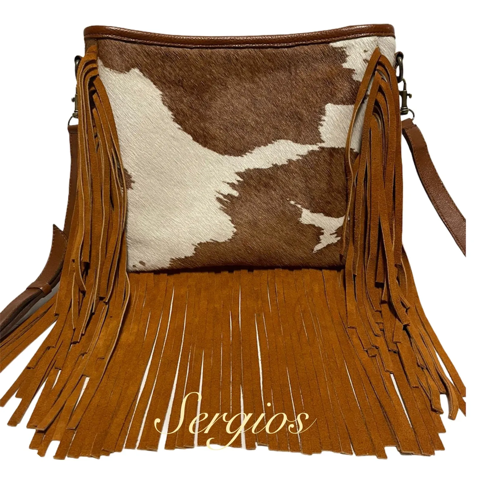 Sergios crossbody cowhide bag in palomino color