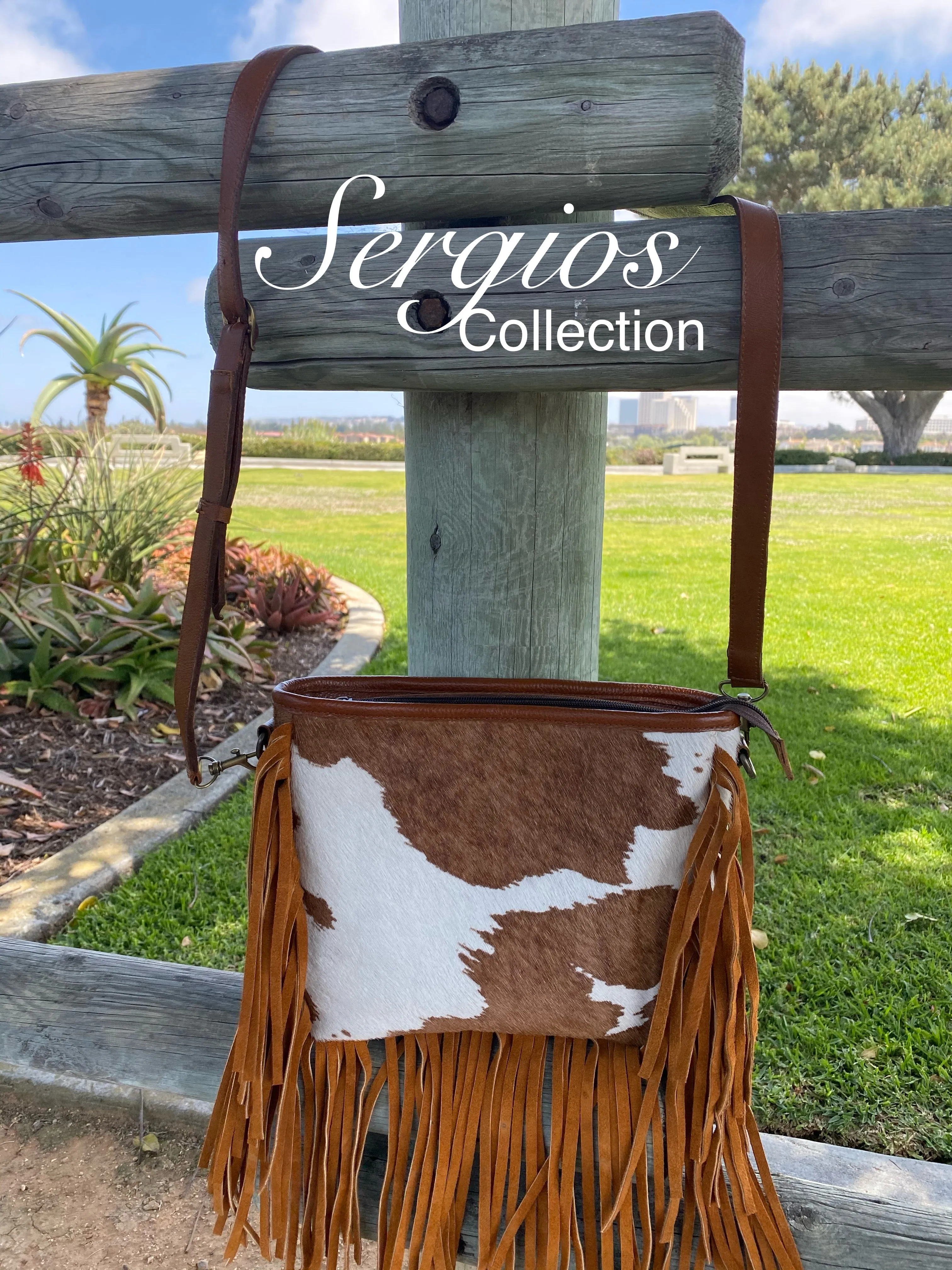 Sergios crossbody cowhide bag in palomino color