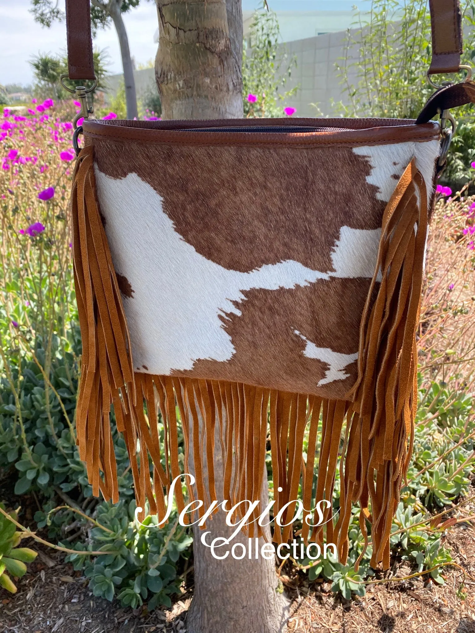 Sergios crossbody cowhide bag in palomino color