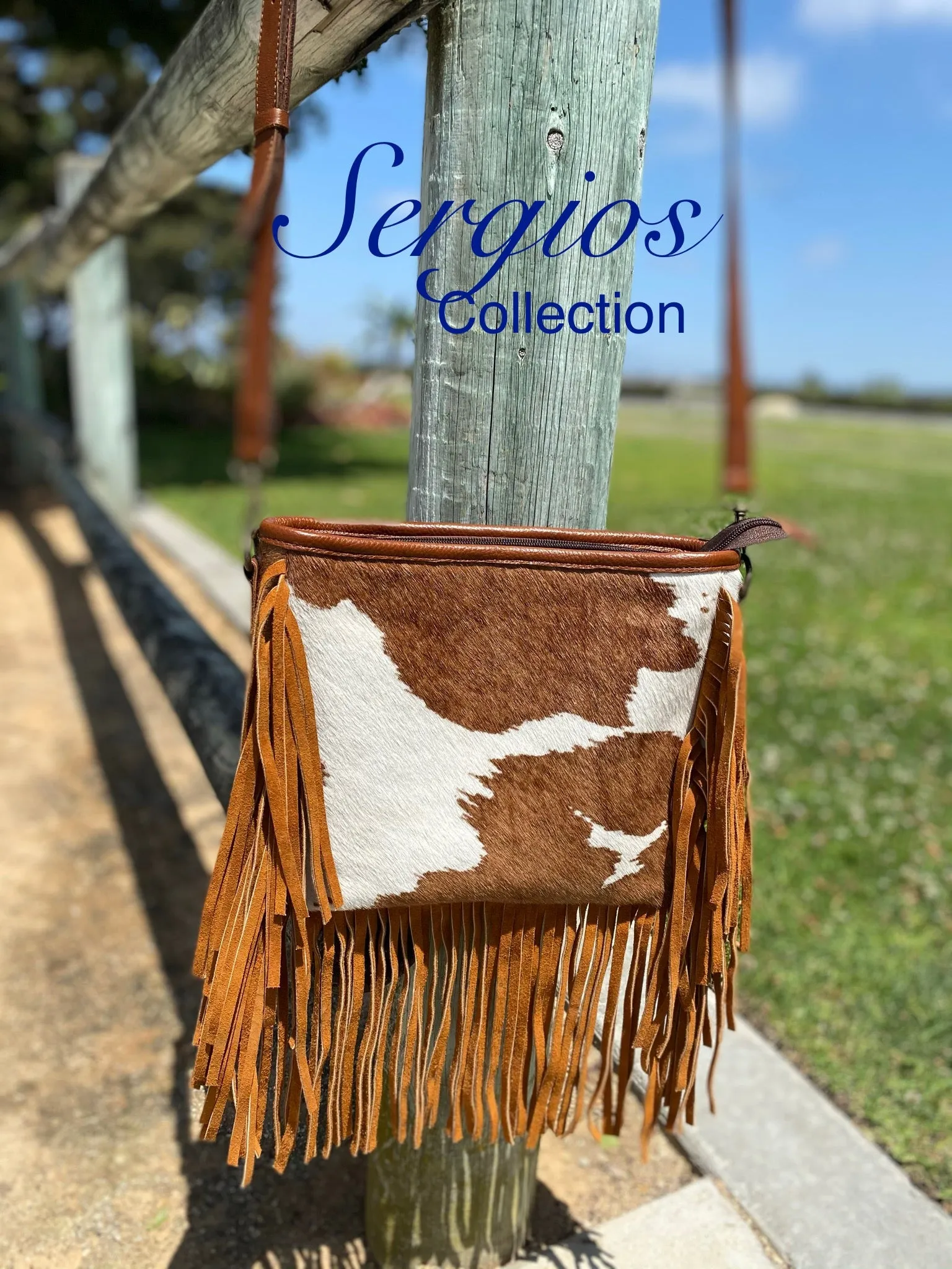 Sergios crossbody cowhide bag in palomino color
