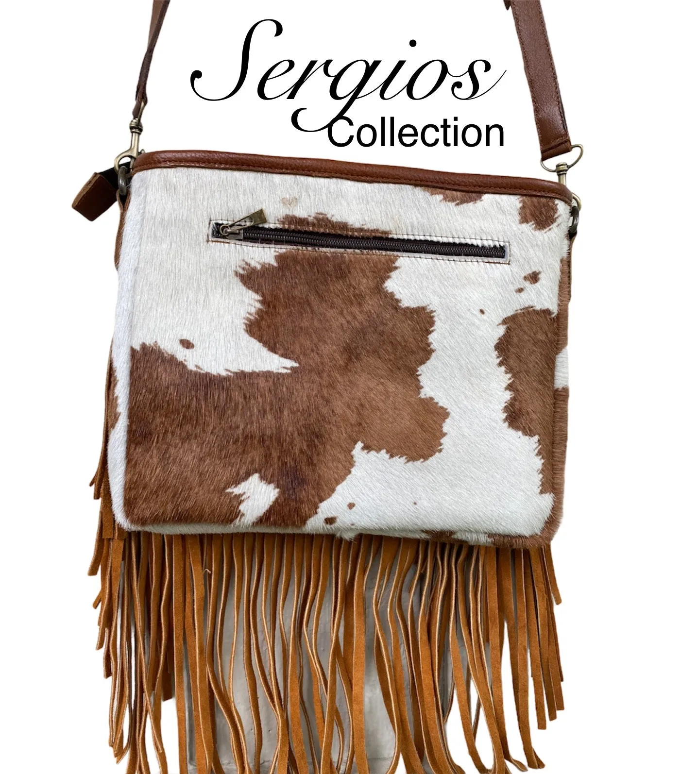 Sergios crossbody cowhide bag in palomino color