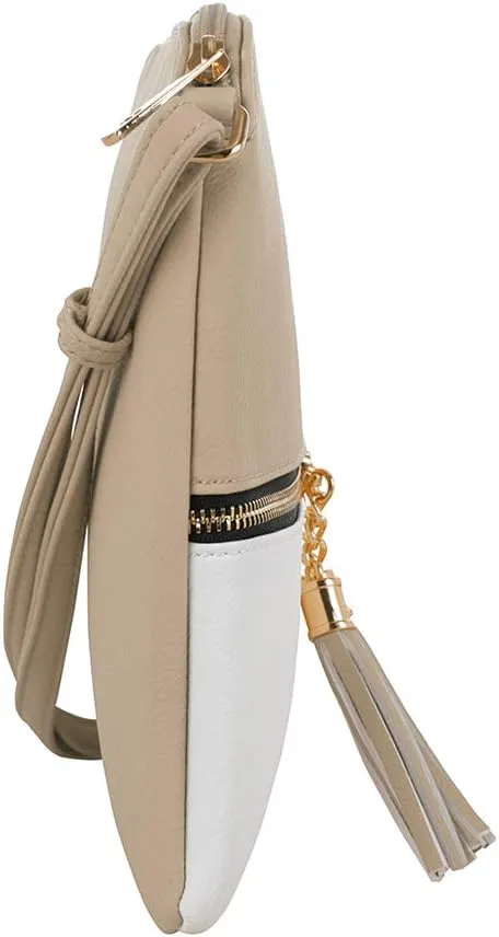 SG SUGU Lightweight Medium Crossbody Bag Shoulder Bag with Tassel and Zipper Pocket