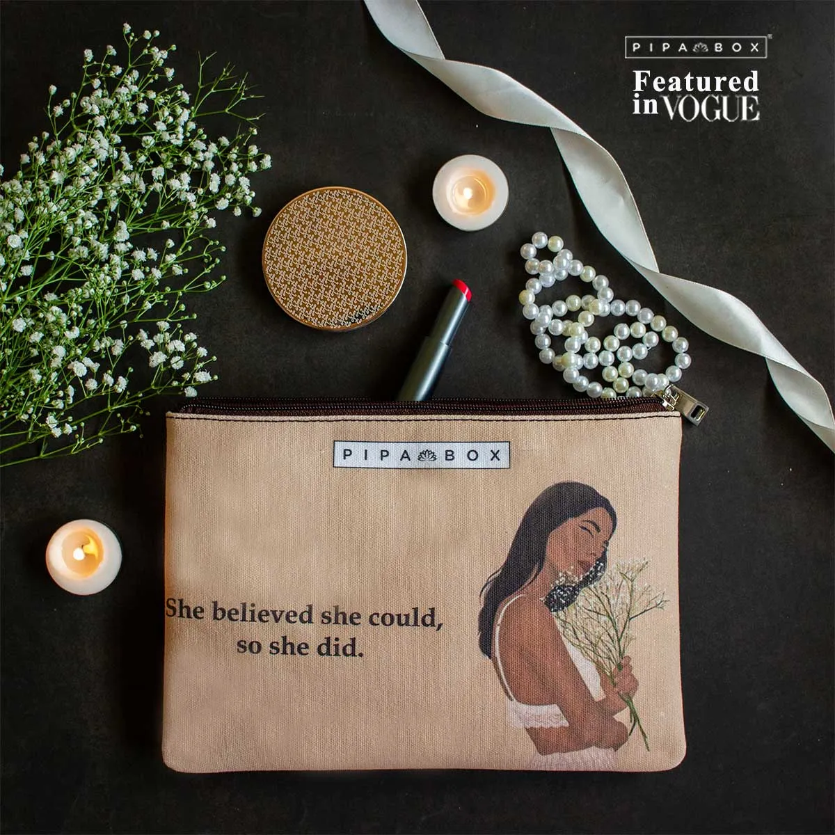She Belived She Could - Printed Multi Purpose Canvas Pouch