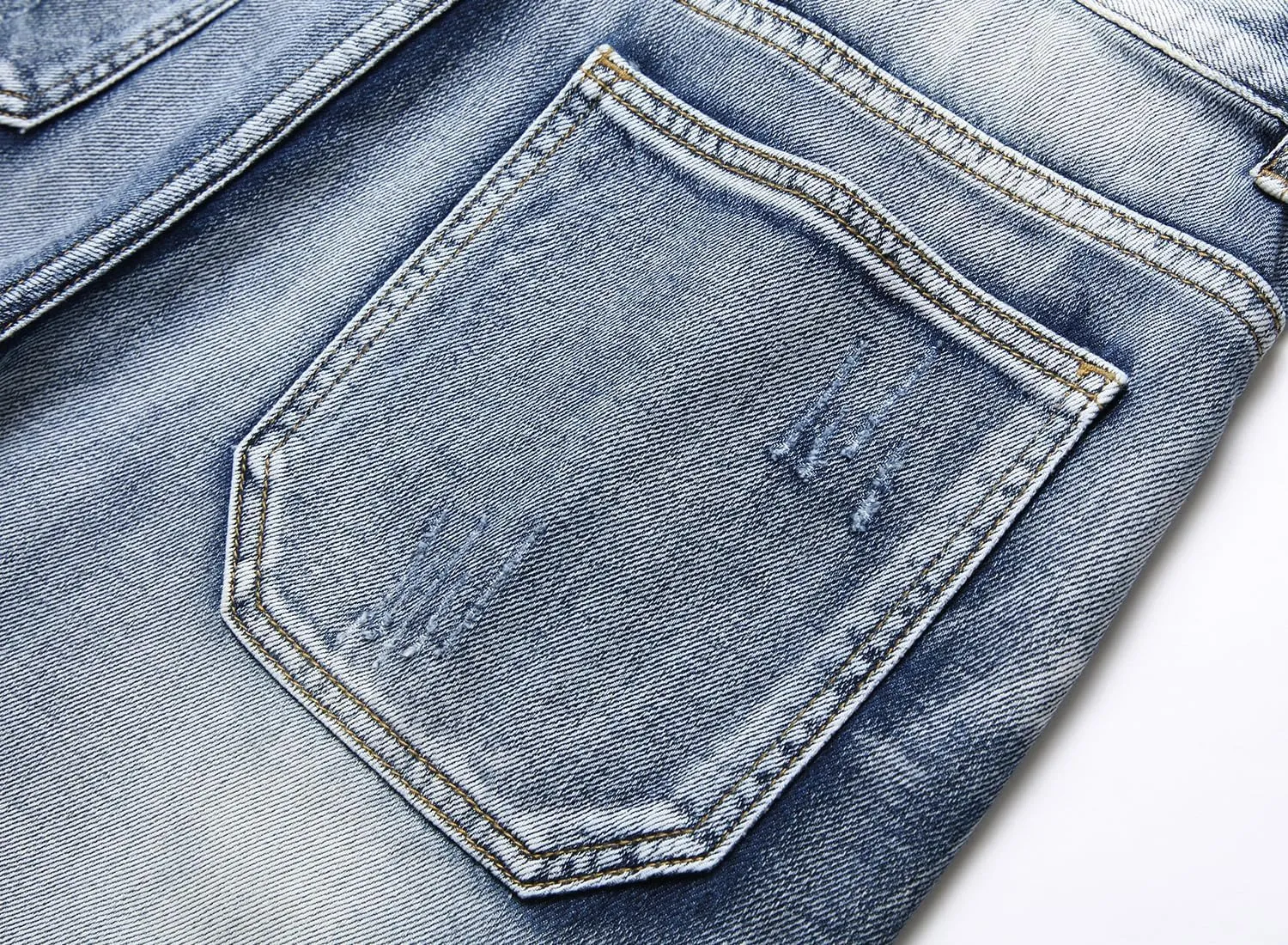 SHOOYING Men's Casual Denim Ripped Shorts