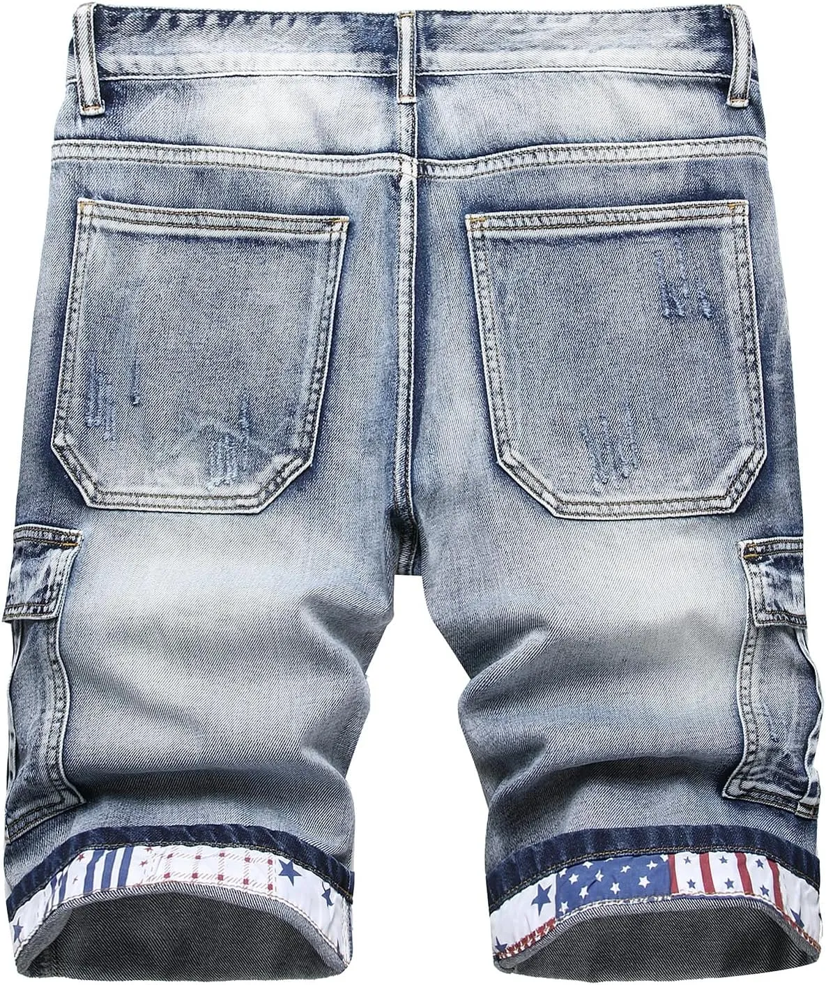 SHOOYING Men's Casual Denim Ripped Shorts