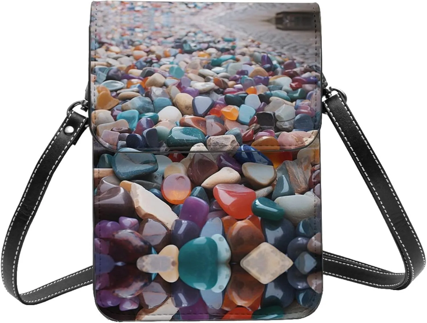 Shoulder Bag Crossbody Cell Phone Purse Colorful Cobbles Printed Crossbody Bags