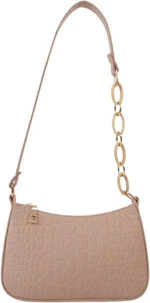 Shoulder Bag Trendy One Shoulder Bag for Women | Stylish Subaxillary Handbag | Textured Armpit Crescent Purse for Everyday Use(Beige)
