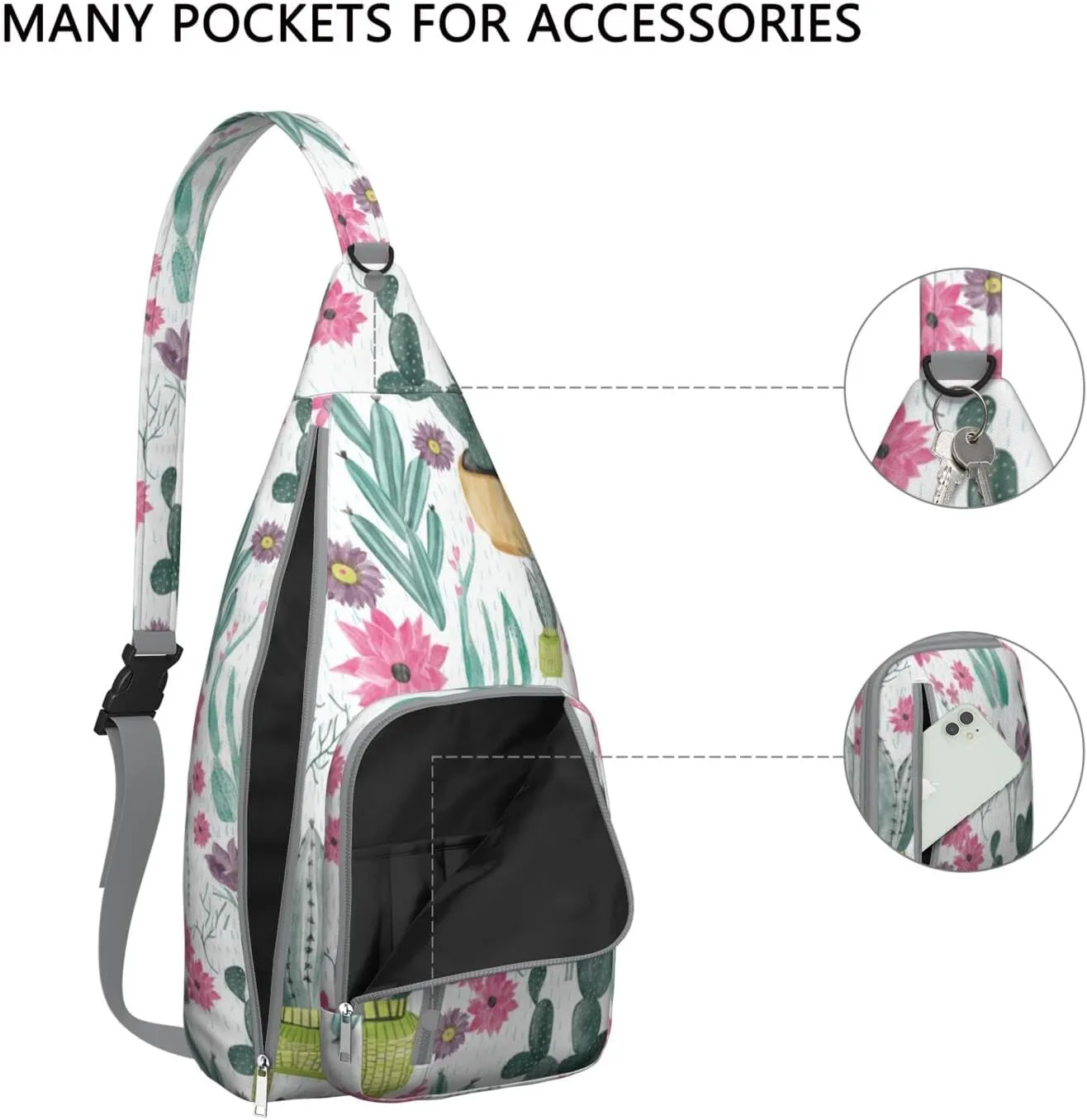 Shoulder Sling Crossbody Casual Chest Bag For Travel Sports Running,Backpack for Men & Women Lightweight Sports BagCrossbody Concealed Carry,Cactus Shoulder Bag Waterproof Chest Bag