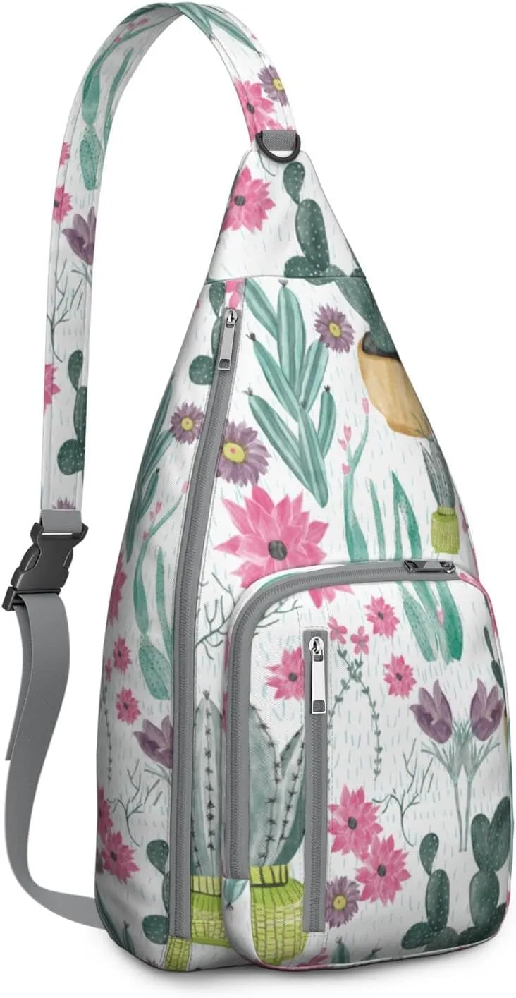 Shoulder Sling Crossbody Casual Chest Bag For Travel Sports Running,Backpack for Men & Women Lightweight Sports BagCrossbody Concealed Carry,Cactus Shoulder Bag Waterproof Chest Bag