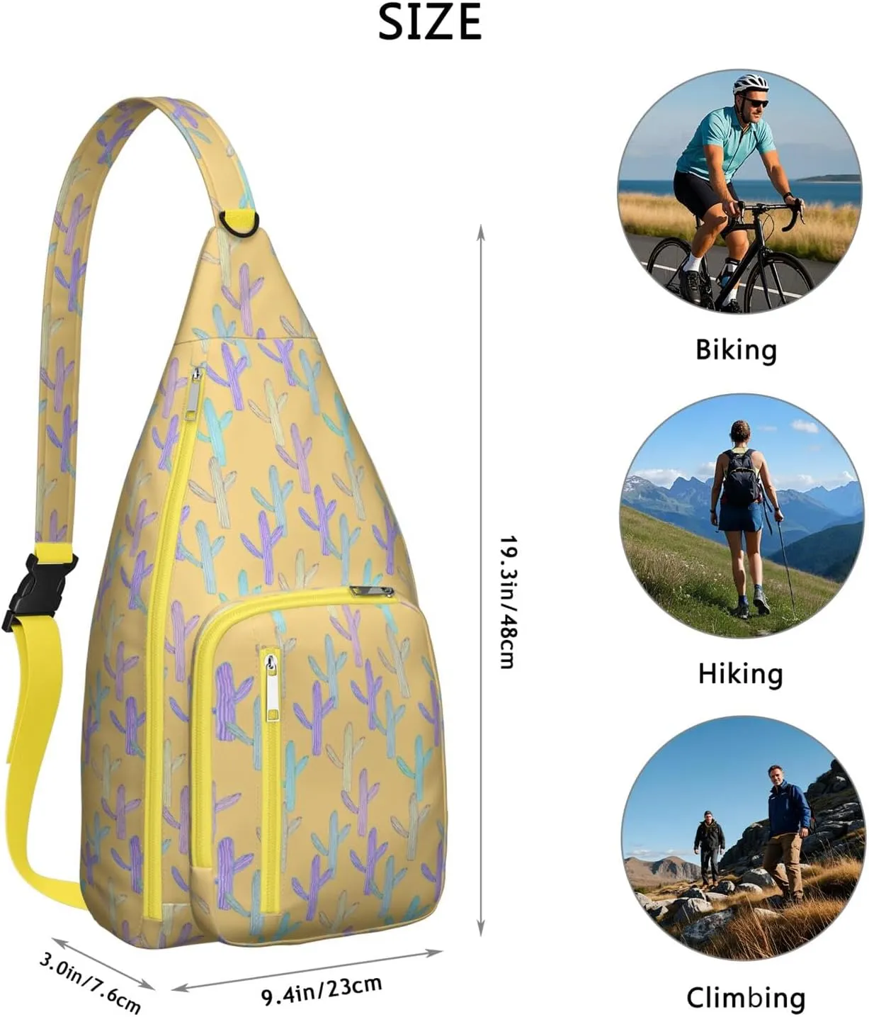 Shoulder Sling Crossbody Casual Chest Bag For Travel Sports Running,Backpack for Men & Women Lightweight Sports BagCrossbody Concealed Carry,Cactus Shoulder Bag Waterproof Chest Bag