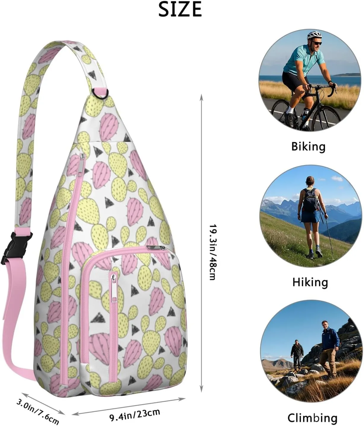 Shoulder Sling Crossbody Casual Chest Bag For Travel Sports Running,Backpack for Men & Women Lightweight Sports BagCrossbody Concealed Carry,Cactus Shoulder Bag Waterproof Chest Bag