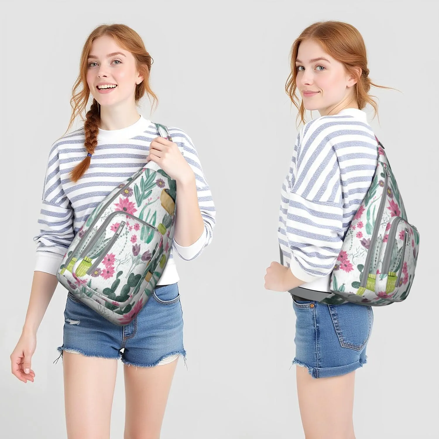 Shoulder Sling Crossbody Casual Chest Bag For Travel Sports Running,Backpack for Men & Women Lightweight Sports BagCrossbody Concealed Carry,Cactus Shoulder Bag Waterproof Chest Bag