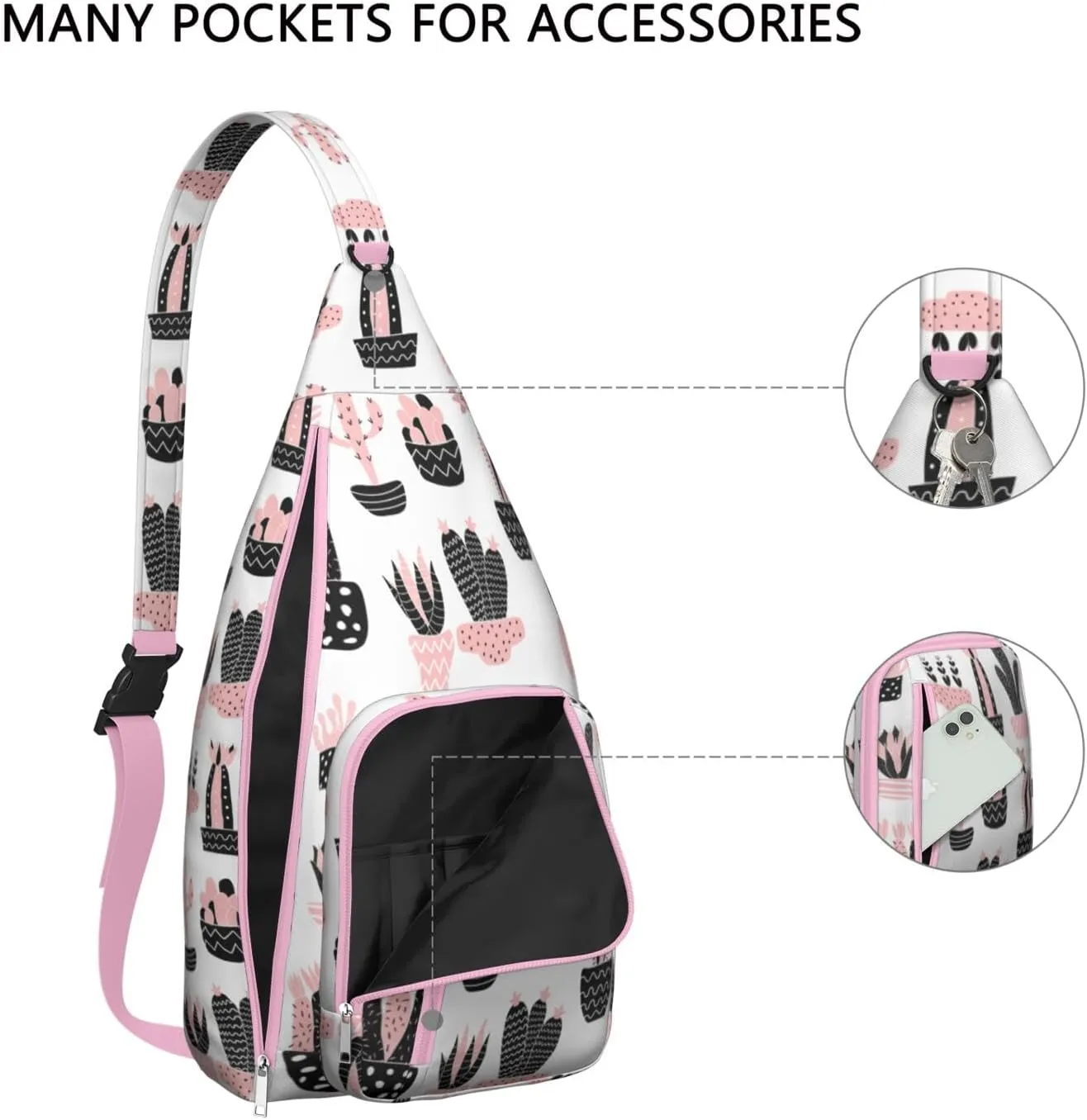 Shoulder Sling Crossbody Casual Chest Bag For Travel Sports Running,Backpack for Men & Women Lightweight Sports BagCrossbody Concealed Carry,Cactus Shoulder Bag Waterproof Chest Bag