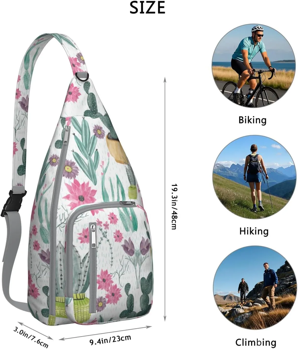 Shoulder Sling Crossbody Casual Chest Bag For Travel Sports Running,Backpack for Men & Women Lightweight Sports BagCrossbody Concealed Carry,Cactus Shoulder Bag Waterproof Chest Bag