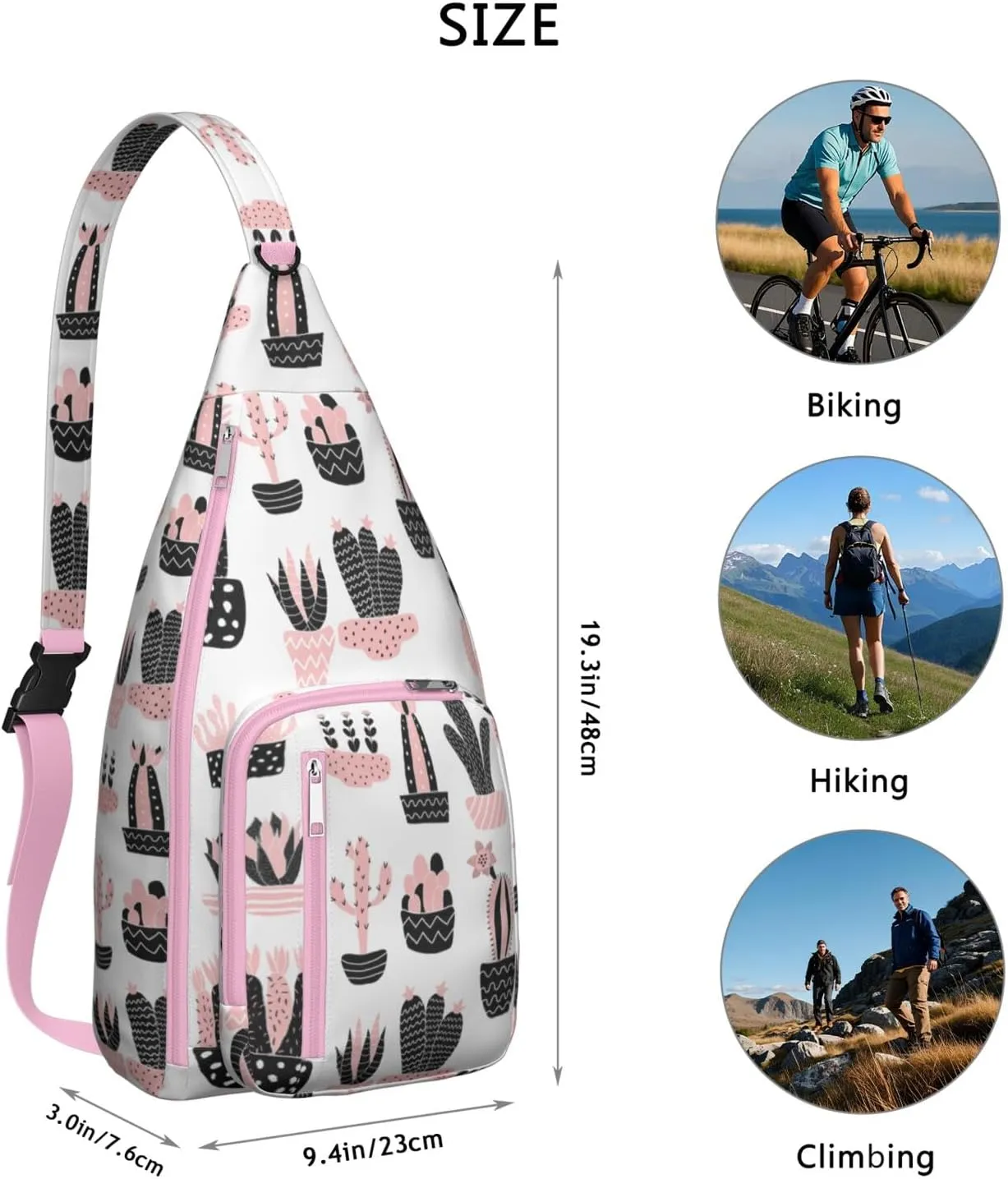 Shoulder Sling Crossbody Casual Chest Bag For Travel Sports Running,Backpack for Men & Women Lightweight Sports BagCrossbody Concealed Carry,Cactus Shoulder Bag Waterproof Chest Bag