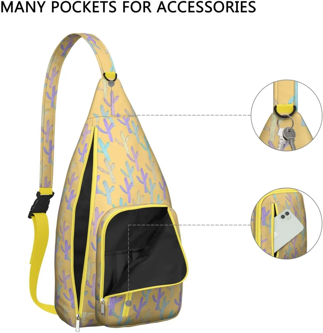 Shoulder Sling Crossbody Casual Chest Bag For Travel Sports Running,Backpack for Men & Women Lightweight Sports BagCrossbody Concealed Carry,Cactus Shoulder Bag Waterproof Chest Bag