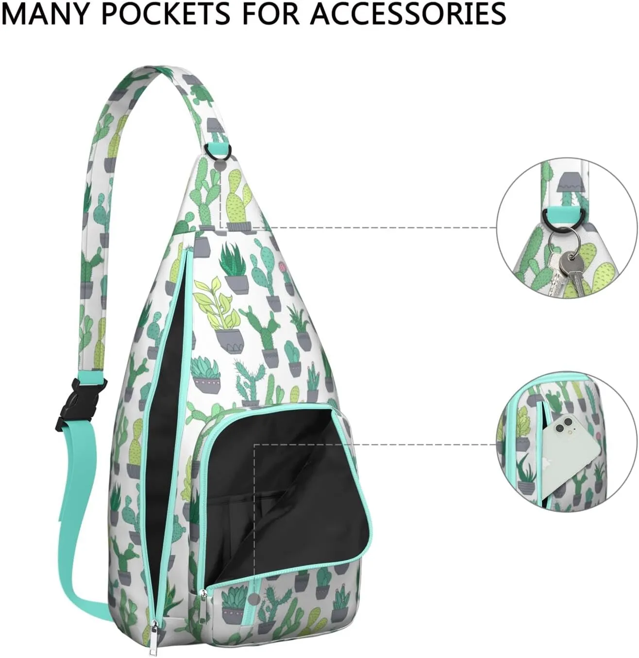 Shoulder Sling Crossbody Casual Chest Bag For Travel Sports Running,Backpack for Men & Women Lightweight Sports BagCrossbody Concealed Carry,Cactus Shoulder Bag Waterproof Chest Bag