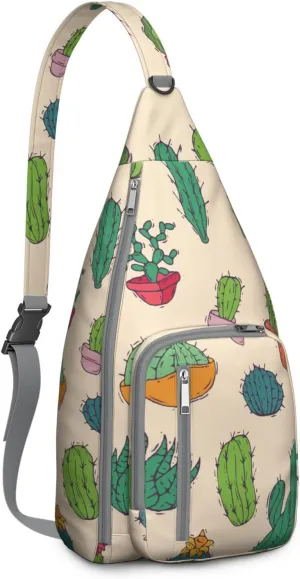 Shoulder Sling Crossbody Casual Chest Bag For Travel Sports Running,Backpack for Men & Women Lightweight Sports BagCrossbody Concealed Carry,Cactus Shoulder Bag Waterproof Chest Bag
