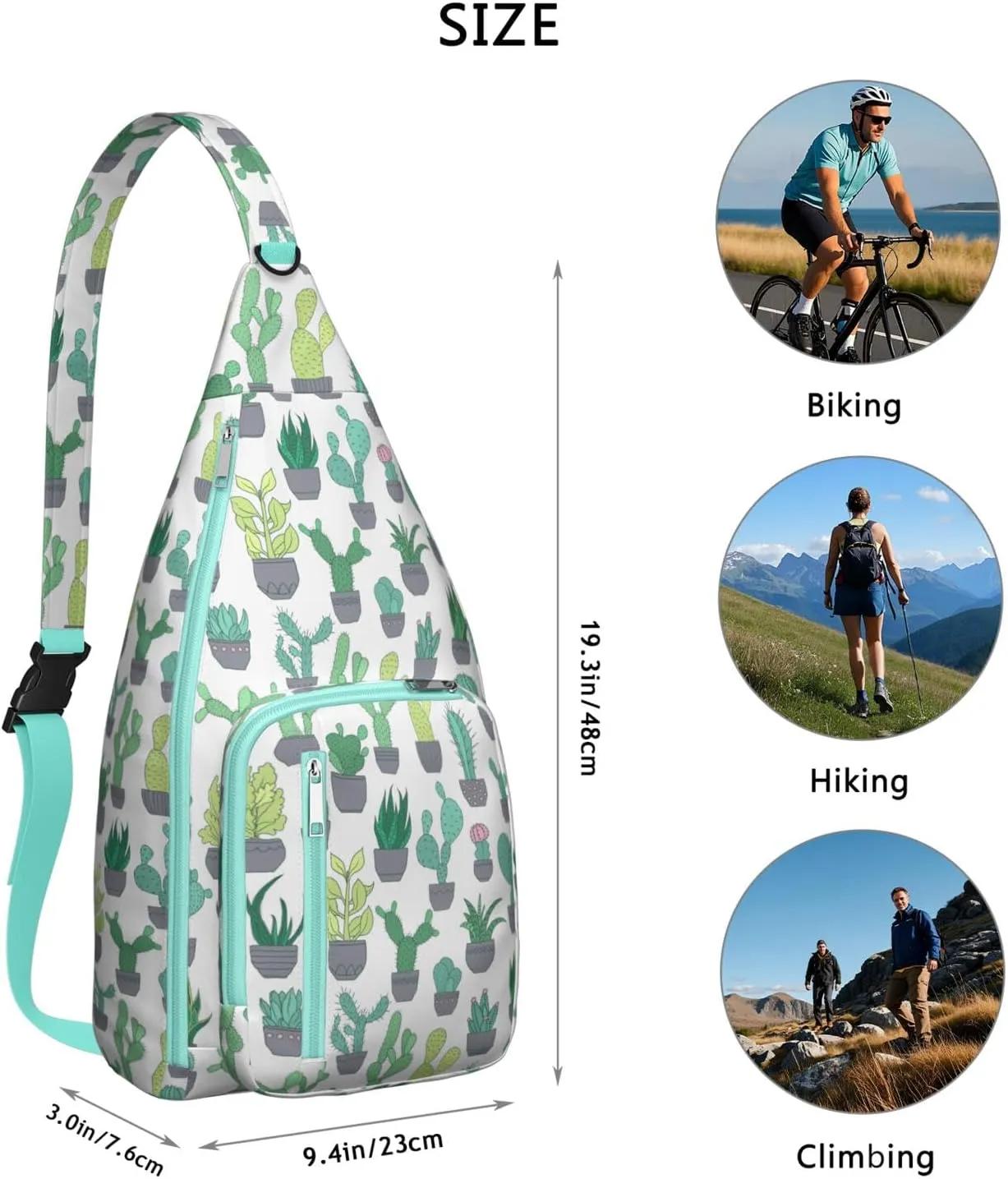 Shoulder Sling Crossbody Casual Chest Bag For Travel Sports Running,Backpack for Men & Women Lightweight Sports BagCrossbody Concealed Carry,Cactus Shoulder Bag Waterproof Chest Bag