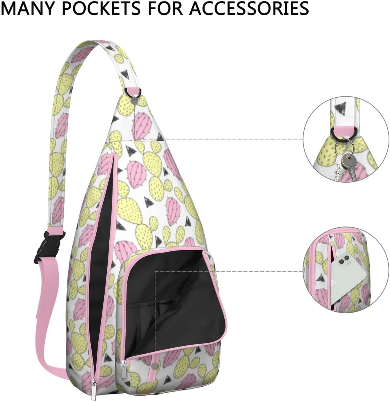 Shoulder Sling Crossbody Casual Chest Bag For Travel Sports Running,Backpack for Men & Women Lightweight Sports BagCrossbody Concealed Carry,Cactus Shoulder Bag Waterproof Chest Bag