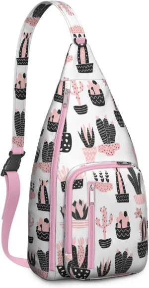 Shoulder Sling Crossbody Casual Chest Bag For Travel Sports Running,Backpack for Men & Women Lightweight Sports BagCrossbody Concealed Carry,Cactus Shoulder Bag Waterproof Chest Bag