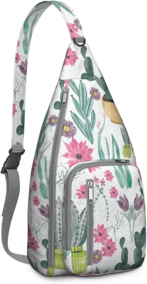 Shoulder Sling Crossbody Casual Chest Bag For Travel Sports Running,Backpack for Men & Women Lightweight Sports BagCrossbody Concealed Carry,Cactus Shoulder Bag Waterproof Chest Bag