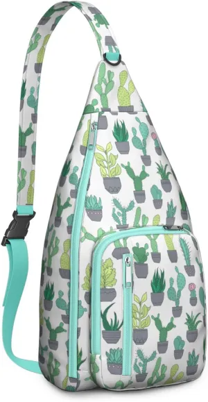 Shoulder Sling Crossbody Casual Chest Bag For Travel Sports Running,Backpack for Men & Women Lightweight Sports BagCrossbody Concealed Carry,Cactus Shoulder Bag Waterproof Chest Bag