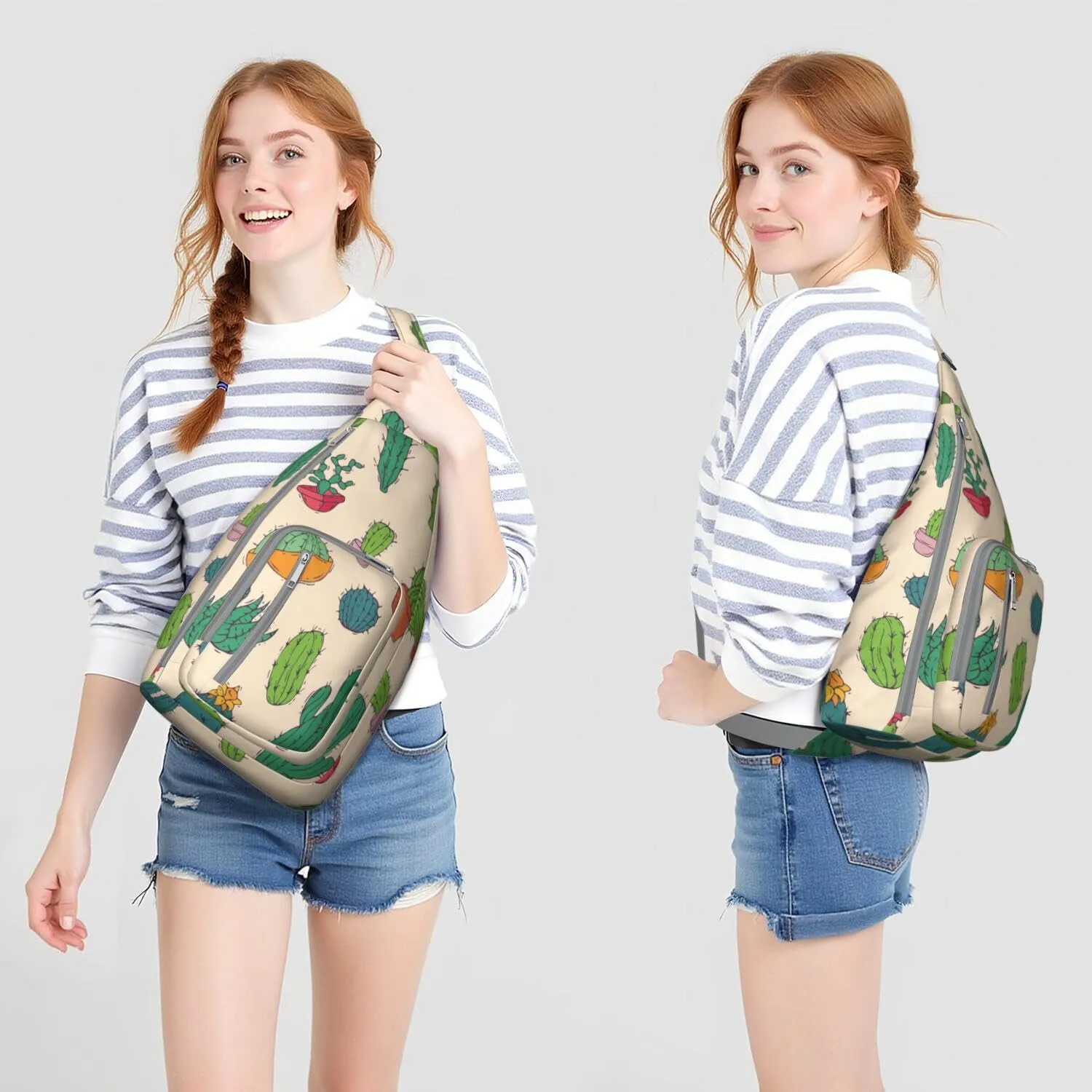 Shoulder Sling Crossbody Casual Chest Bag For Travel Sports Running,Backpack for Men & Women Lightweight Sports BagCrossbody Concealed Carry,Cactus Shoulder Bag Waterproof Chest Bag