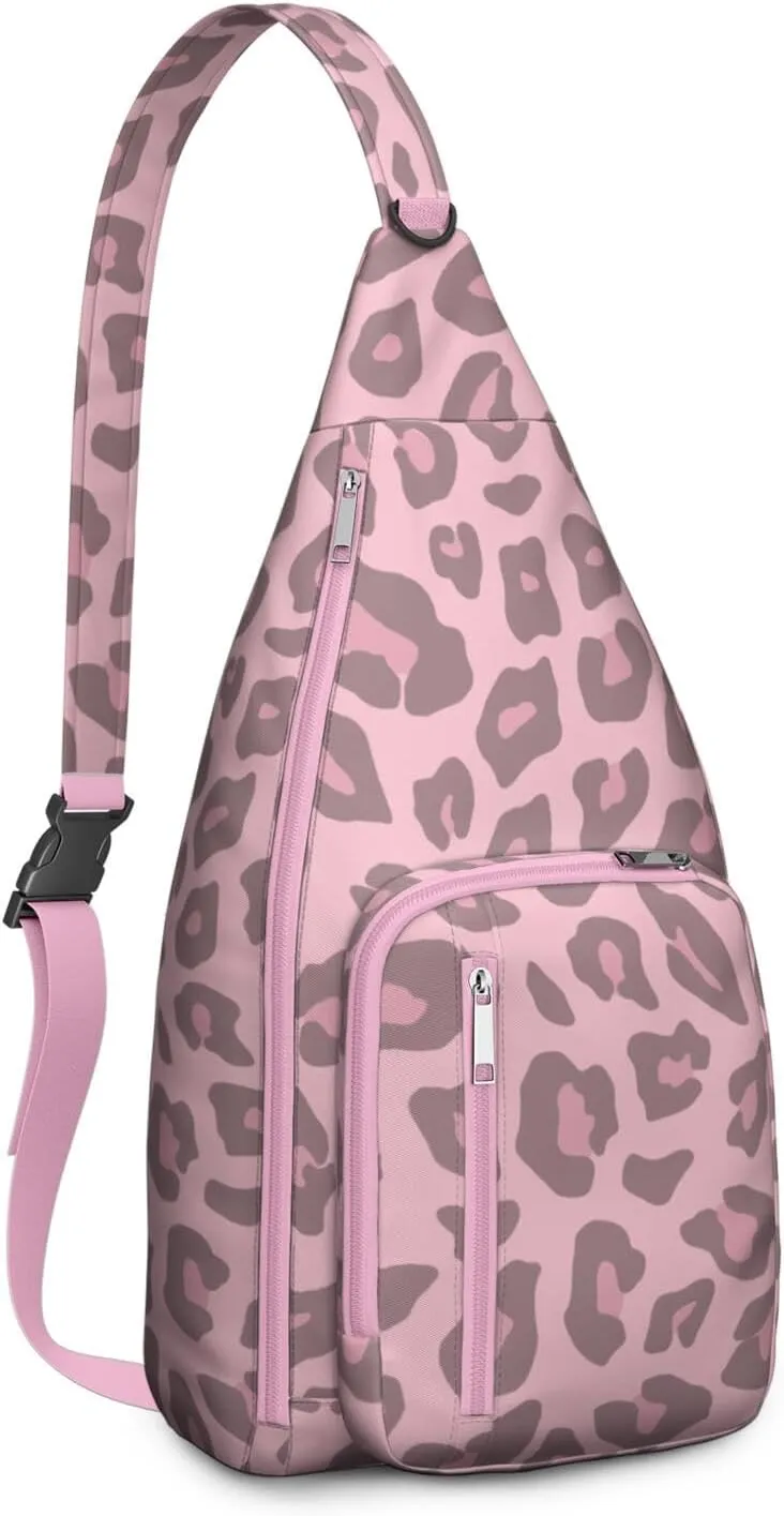 Shoulder Sling Crossbody Casual Chest Bag For Travel Sports Running,Backpack for Men & Women Lightweight Sports BagCrossbody Concealed Carry,Leopard Shoulder Bag Waterproof Chest Bag