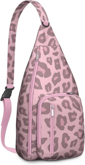 Shoulder Sling Crossbody Casual Chest Bag For Travel Sports Running,Backpack for Men & Women Lightweight Sports BagCrossbody Concealed Carry,Leopard Shoulder Bag Waterproof Chest Bag