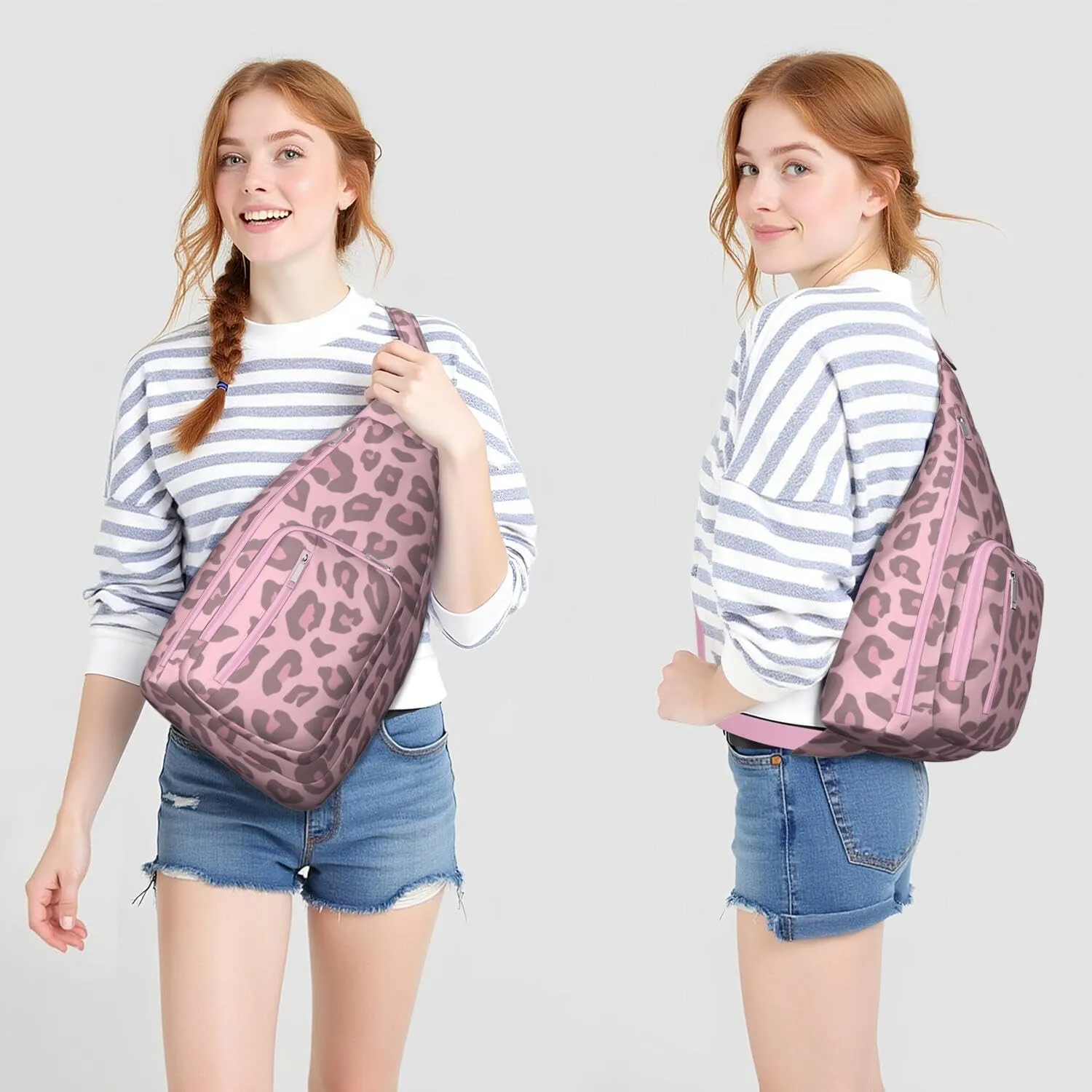 Shoulder Sling Crossbody Casual Chest Bag For Travel Sports Running,Backpack for Men & Women Lightweight Sports BagCrossbody Concealed Carry,Leopard Shoulder Bag Waterproof Chest Bag