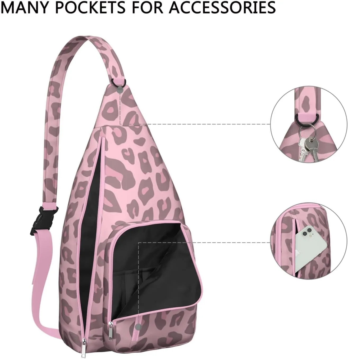 Shoulder Sling Crossbody Casual Chest Bag For Travel Sports Running,Backpack for Men & Women Lightweight Sports BagCrossbody Concealed Carry,Leopard Shoulder Bag Waterproof Chest Bag