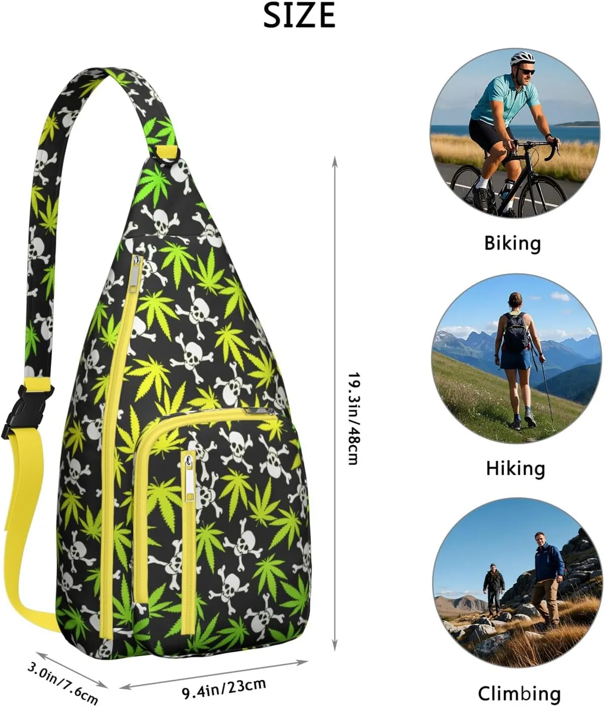 Shoulder Sling Crossbody Casual Chest Bag For Travel Sports Running,Backpack for Men & Women Lightweight Sports BagCrossbody Concealed Carry,Marijuana Leaf Shoulder Bag Waterproof Chest Bag