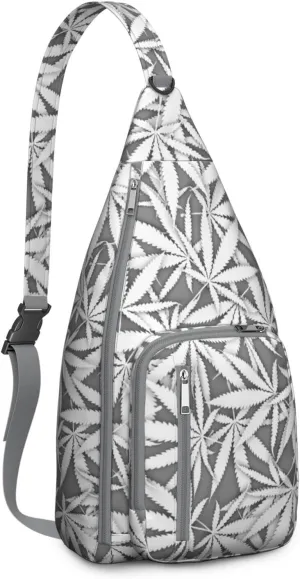 Shoulder Sling Crossbody Casual Chest Bag For Travel Sports Running,Backpack for Men & Women Lightweight Sports BagCrossbody Concealed Carry,Marijuana Leaf Shoulder Bag Waterproof Chest Bag