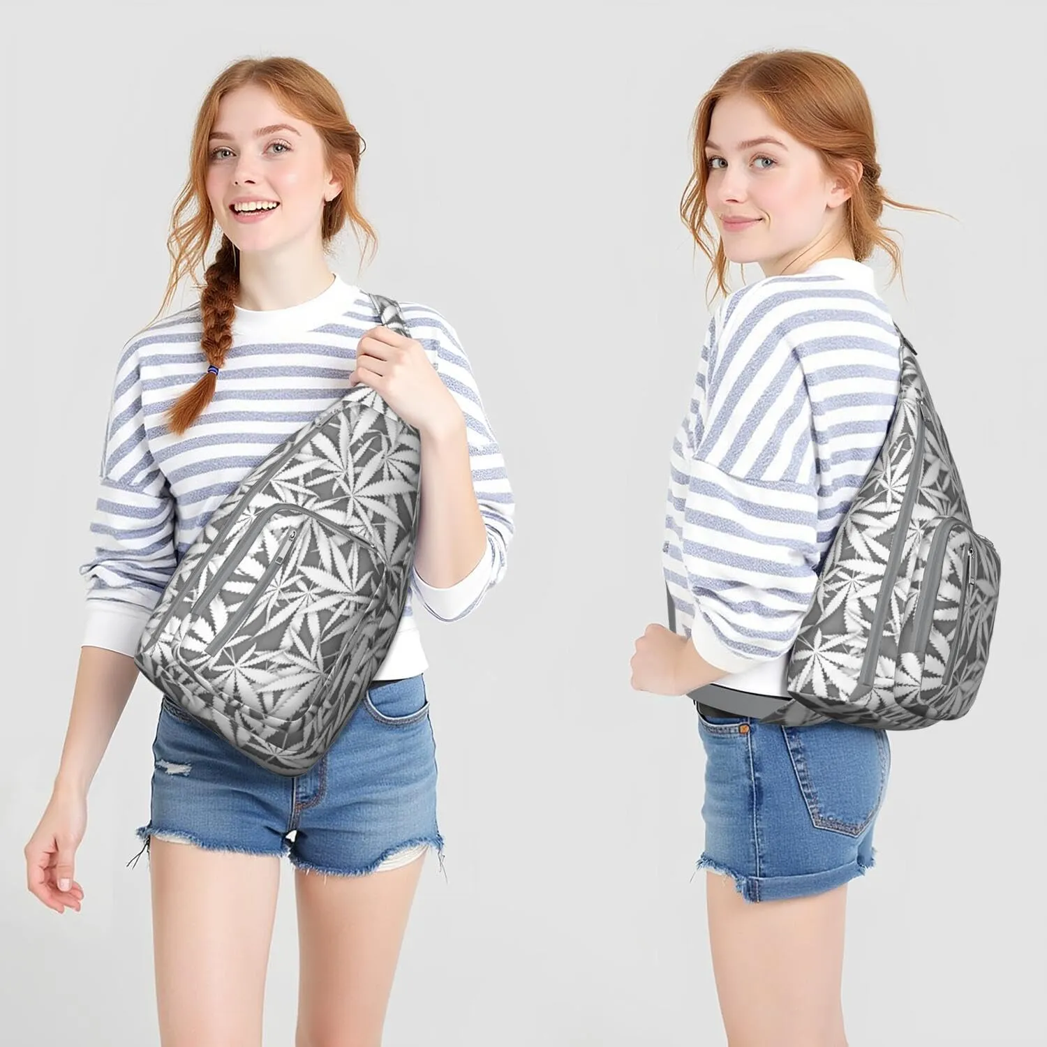 Shoulder Sling Crossbody Casual Chest Bag For Travel Sports Running,Backpack for Men & Women Lightweight Sports BagCrossbody Concealed Carry,Marijuana Leaf Shoulder Bag Waterproof Chest Bag