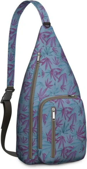 Shoulder Sling Crossbody Casual Chest Bag For Travel Sports Running,Backpack for Men & Women Lightweight Sports BagCrossbody Concealed Carry,Marijuana Leaf Shoulder Bag Waterproof Chest Bag
