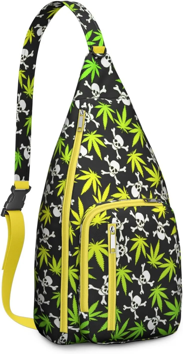 Shoulder Sling Crossbody Casual Chest Bag For Travel Sports Running,Backpack for Men & Women Lightweight Sports BagCrossbody Concealed Carry,Marijuana Leaf Shoulder Bag Waterproof Chest Bag