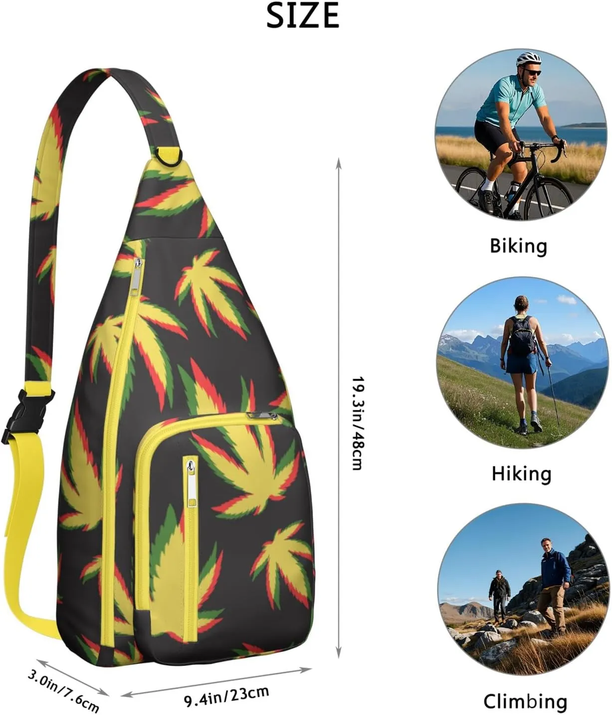 Shoulder Sling Crossbody Casual Chest Bag For Travel Sports Running,Backpack for Men & Women Lightweight Sports BagCrossbody Concealed Carry,Marijuana Leaf Shoulder Bag Waterproof Chest Bag