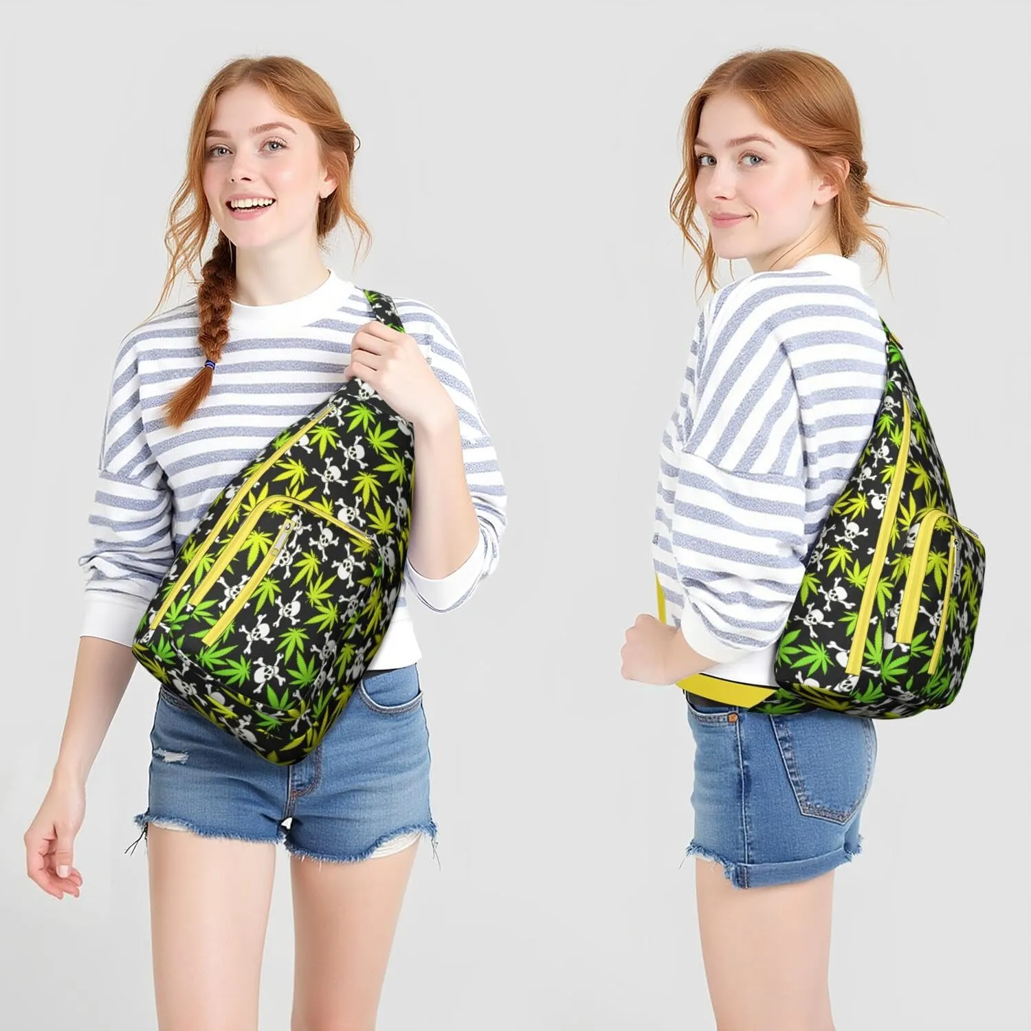 Shoulder Sling Crossbody Casual Chest Bag For Travel Sports Running,Backpack for Men & Women Lightweight Sports BagCrossbody Concealed Carry,Marijuana Leaf Shoulder Bag Waterproof Chest Bag