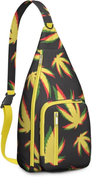 Shoulder Sling Crossbody Casual Chest Bag For Travel Sports Running,Backpack for Men & Women Lightweight Sports BagCrossbody Concealed Carry,Marijuana Leaf Shoulder Bag Waterproof Chest Bag