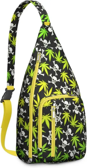Shoulder Sling Crossbody Casual Chest Bag For Travel Sports Running,Backpack for Men & Women Lightweight Sports BagCrossbody Concealed Carry,Marijuana Leaf Shoulder Bag Waterproof Chest Bag